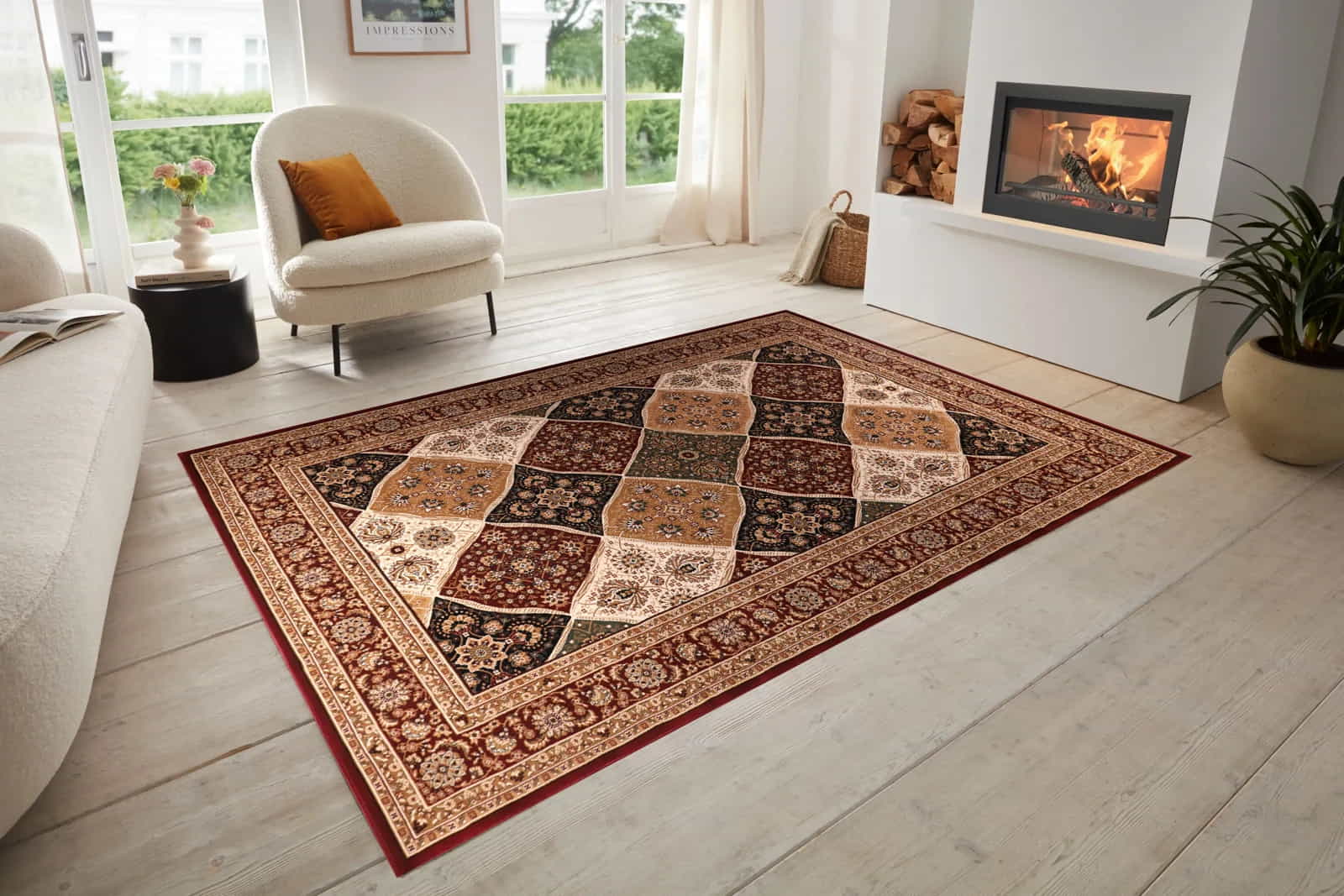 Kalite 2195A RED Beige Area Rug