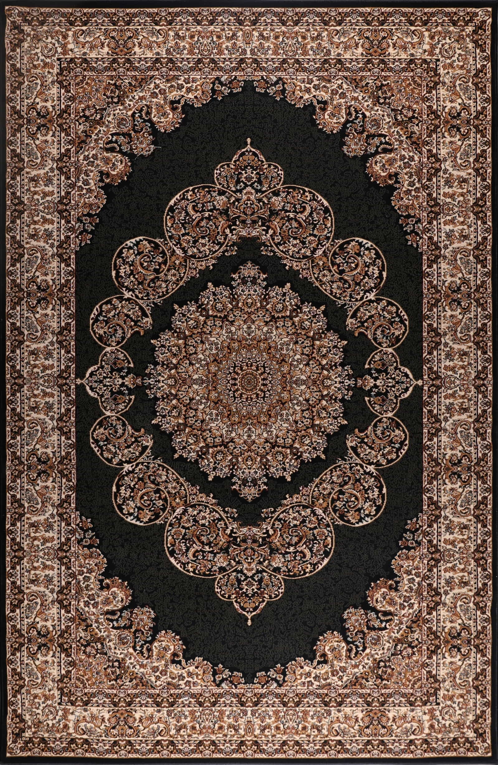 Kalite 3392B BLACK CREAM Area Rug