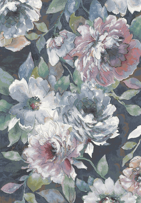 Midnight Peony 003 Area Rugs